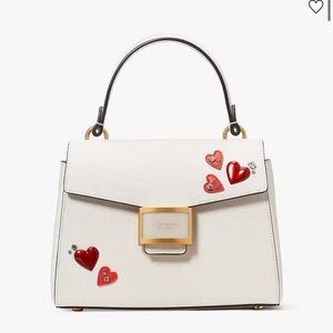 NEW kate spade new york katy heart embellished small top handle bag valentines